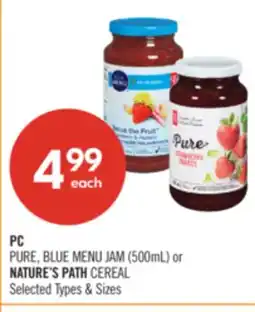 Shoppers Drug Mart PC Pure & Blue Menu Jams & Spreads (500mL) or Nature's Path cereal offer