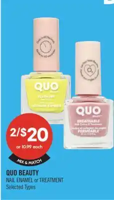 Shoppers Drug Mart QUO BEAUTY NAIL ENAMEL or TREATMENT offer