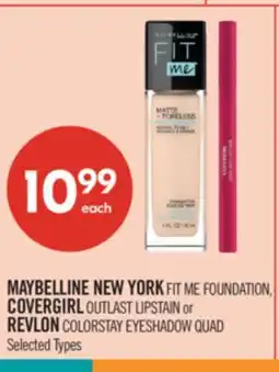 Shoppers Drug Mart MAYBELLINE NEW YORK FIT ME FOUNDATION, COVERGIRL OUTLAST LIPSTAIN or REVLON COLORSTAY EYESHADOW QUAD offer