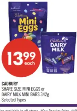 Shoppers Drug Mart CADBURY SHARE SIZE MINI EGGS or DAIRY MILK MINI BARS offer