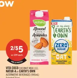 Shoppers Drug Mart VITA COCO COCONUT MILK (1L) NATUR-A or EARTH'S OWN ALTERNATIVE BEVERAGES (946mL) offer