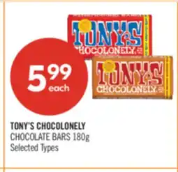 Shoppers Drug Mart TONY'S CHOCOLONELY CHOCOLATE BARS offer