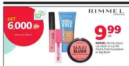 Rexall RIMMEL Oh My Gloss! Lip Gloss or Lip Oil, Kind & Free Foundation or Big Blush offer