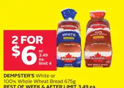 Rexall DEMPSTER'S White or 100% Whole Wheat Bread offer