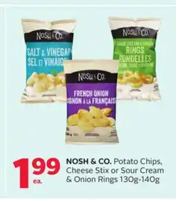 Rexall NOSH & CO. Potato Chips, Cheese Stix or Sour Cream & Onion Rings 130g-140g offer
