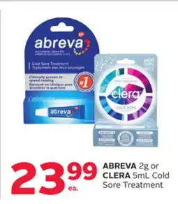 Rexall ABREVA 2g or CLERA 5mL Cold Sore Treatment offer