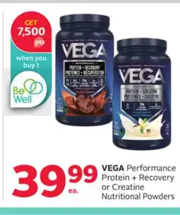Rexall VEGA Performance Protein + Recovery or Creatine Nutritional Powders offer