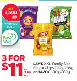 Rexall LAY'S XXL Family Size Potato Chips 220g-235g or HAVOC 190g-280g offer