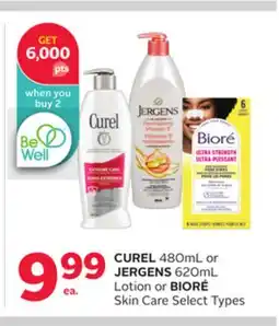 Rexall CUREL 480mL or JERGENS 620mL Lotion or BIORÉ Skin Care offer