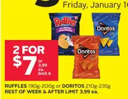 Rexall RUFFLES 190g-200g or DORITOS 210g-235g offer