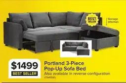 Leon's Portland 3-Piece Sectional with Left-Facing Pop-Up Bed - Grey offer
