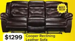 Leon's Cooper Leather Reclining Sofa - Brown offer