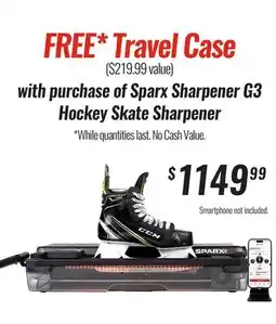 Hockey Life FREE TRAVEL CASE WITH PURCHASE OF SPARX SHARPENER 3 HOCKEY SKATE SHARPENER offer
