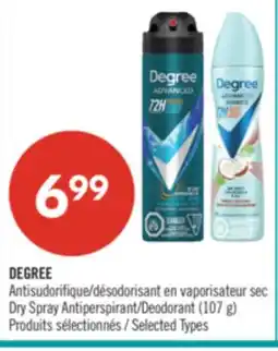 Pharmaprix DEGREE Antisudorifique Dry Spray Antiperspirant/Deodorant (107 g) offer
