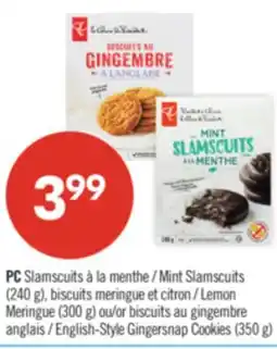 Pharmaprix PC Mint Slamscuits (240 g), Lemon Meringue (300 g) or English-Style Gingersnap Cookies (350 g) offer