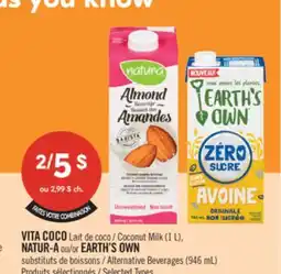 Pharmaprix VITA COCO Coconut Milk (1 L), NATUR-A or EARTH'S OWN Alternative Beverages (946 mL) offer
