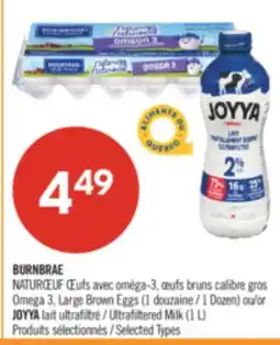 Pharmaprix BURNBRAE NATURŒUF Œufs avec oméga-3, Large Brown Eggs (1 Dozen) or JOYYA Ultrafiltered Milk (1 L) offer