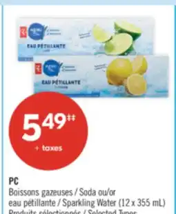 Pharmaprix PC Soda or Sparkling Water (12 x 355 mL) offer