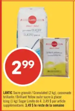 Pharmaprix LANTIC Granulated (2 kg), Brilliant Yellow or Icing (1 kg) Sugar offer