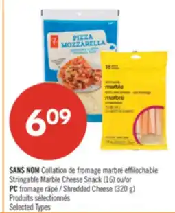 Pharmaprix NO NAME Marble Cheese Snack (16) or PC Shredded Cheese (320 g) offer