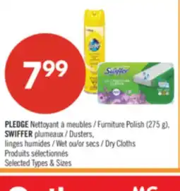Pharmaprix PLEDGE Furniture Polish (275 g), SWIFFER Dusters, or Dry Cloths offer
