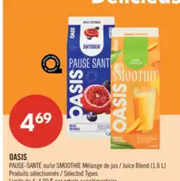 Pharmaprix OASIS PAUSE-SANTÉ or SMOOTHIE Juice Blend (1,6 L) offer