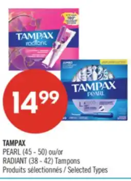 Pharmaprix TAMPAX PEARL (45 - 50) or RADIANT (38 - 42) Tampons offer