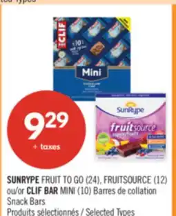 Pharmaprix SUNRYPE FRUIT TO GO (24),FRUITSOURCE (12) or CLIF BAR MINI (10) Snack Bars offer