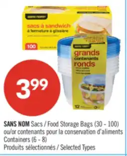 Pharmaprix NO NAME Food Storage Bags (30 - 100) or Containers (6 - 8) offer