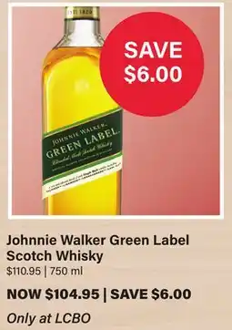 LCBO Johnnie Walker Green Label Scotch Whisky offer