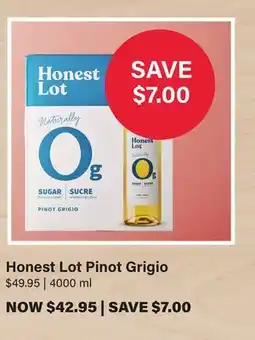 LCBO Honest Lot Pinot Grigio offer
