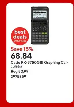 Staples Casio FX-9750GIII Graphing Calculator offer