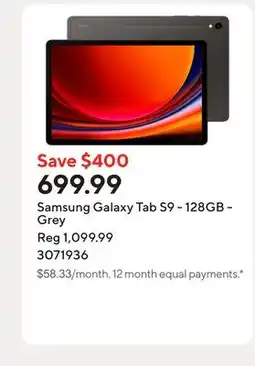 Staples Samsung Galaxy Tab S9 - 128GB - Grey offer