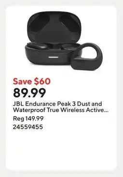 Staples JBL Endurance Peak 3 Dust and Waterproof True Wireless Active Earbuds - Black offer