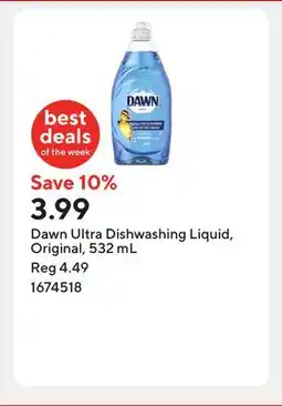 Staples Dawn Ultra Dishwashing Liquid, Original offer