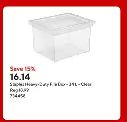Staples Staples Heavy-Duty File Box - 34 L - Clear offer