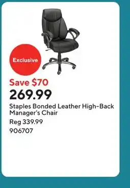 Staples Staples Bonded Leather High-Back Manager's Chair offer