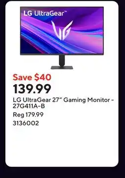 Staples LG UltraGear 27 Gaming Monitor - 27G411A-B offer