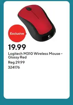 Staples Logitech M310 Wireless Mouse - Glossy Red offer