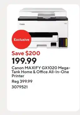 Staples Canon MAXIFY GX1020 MegaTank Home & Office All-In-One Printer offer