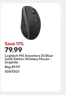 Staples Logitech MX Anywhere 2S Bluetooth Edition Wireless Mouse - Graphite offer