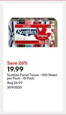 Staples Scotties Facial Tissue - 100 Sheet per Pack offer