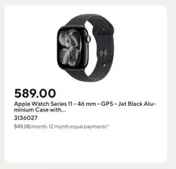 Staples Apple Watch Series 11 - 46 mm - GPS - Jet Black Aluminium Case with Black Sport Band - M/L offer