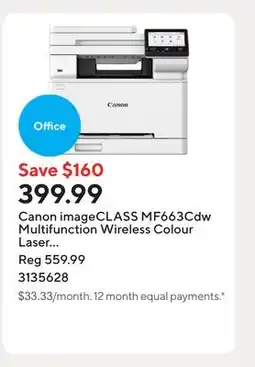 Staples Canon imageCLASS MF663Cdw Multifunction Wireless Colour Laser Printer - White offer