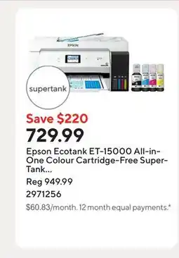 Staples Epson Ecotank ET-15000 All-in-One Colour Cartridge-Free SuperTank Printer offer