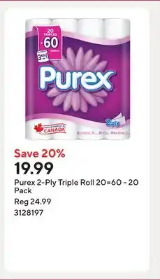 Staples Purex 2-Ply Triple Roll 20= offer