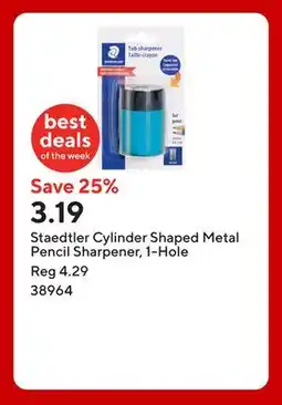 Staples Staedtler Cylinder Shaped Metal Pencil Sharpener, 1-Hole offer