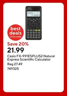 Staples Casio FX-991ESPLUS2 Natural Express Scientific Calculator offer