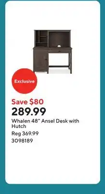 Staples Whalen 48 Ansel Desk with Hutch offer
