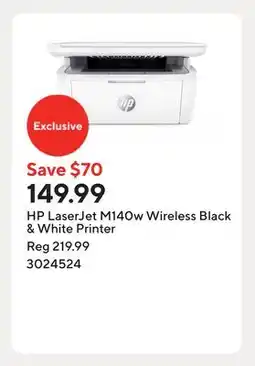 Staples HP LaserJet M140w Wireless Black & White Printer offer